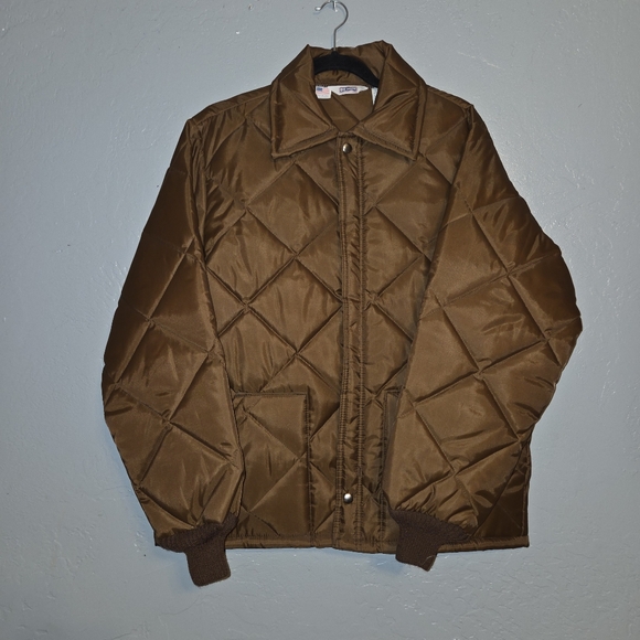 VTG 90’s Big Smith Brown Quilted Liner Jacket Coat Large Made In USA - Picture 1 of 8